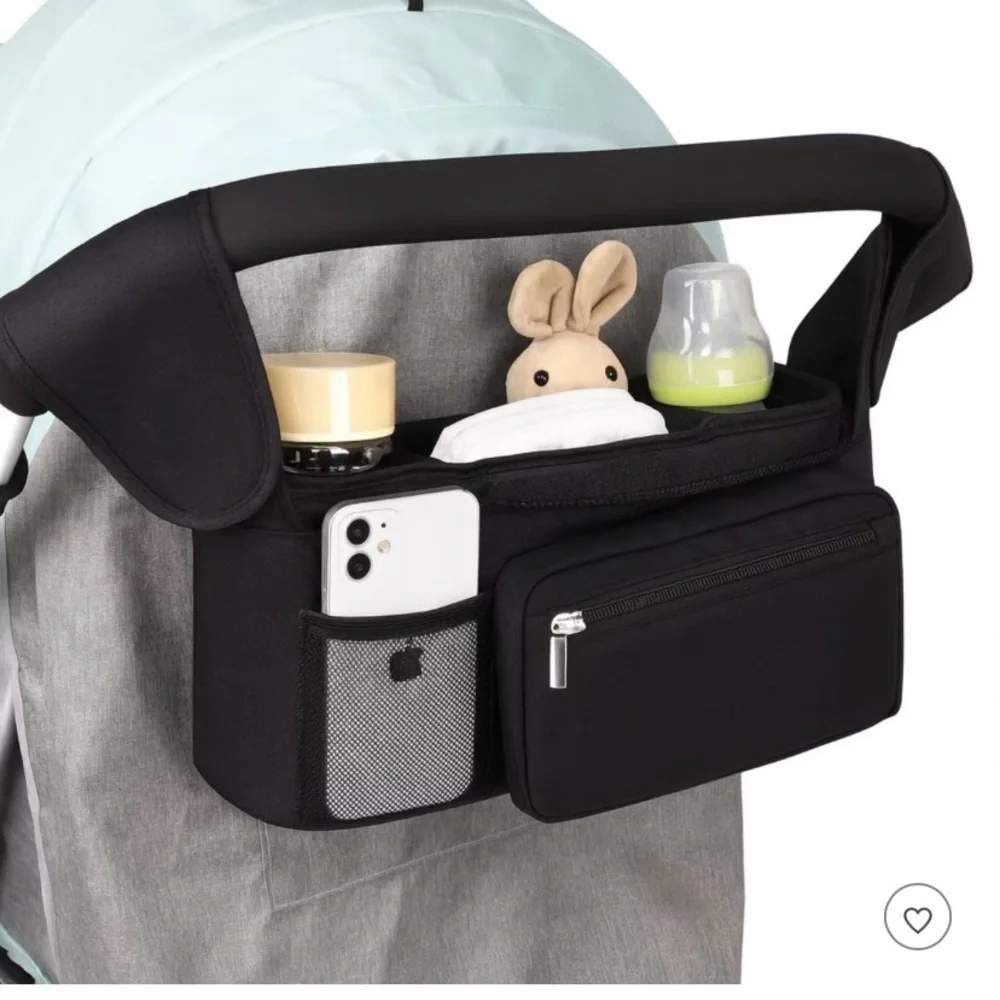 Mi Amore Black Stroller Organizer with Insulated Cup Holders